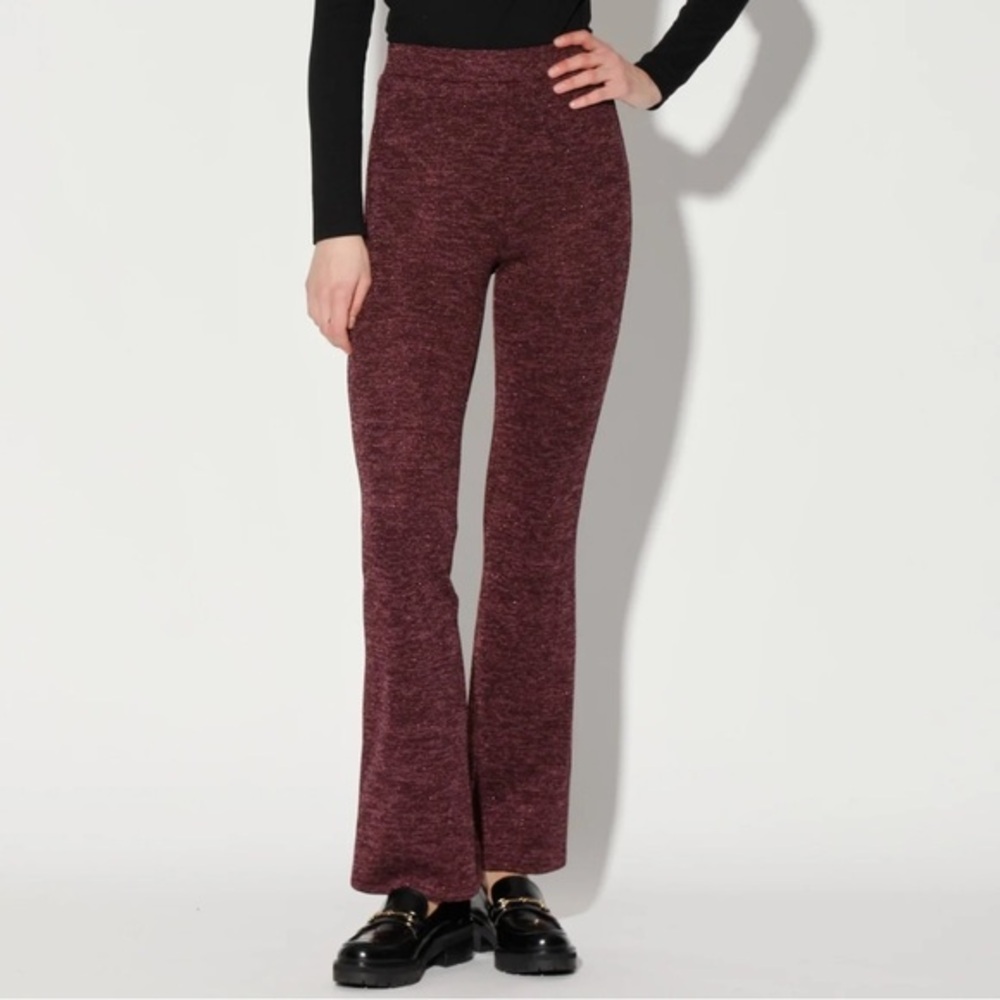Walter baker sz L Plum Heather Georgia Pant stretch silver metallic thread pants